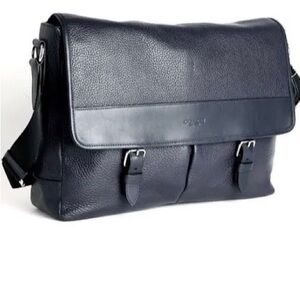 Coach Dark Blue Leather Messenger Bag for Man